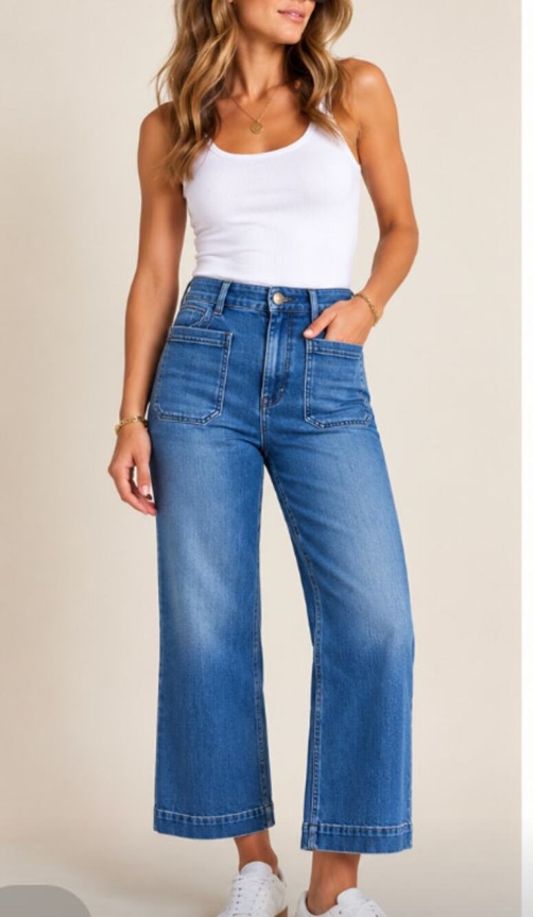 Pilcro Anthropologie The Skipper High Rise Crop Wide Leg Jeans 30